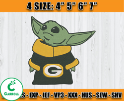 green bay packers baby yoda embroidery, baby yoda embroidery, packers embroidery design, sport embroidery