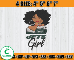 New York Jets Black Girl Embroidery, Black Girl Embroidery, NFL Jets Embroidery, Digital Download