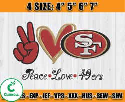 Peace Love 49ers Embroidery File, San Francisco 49ersEmbroidery, Football Embroidery Design, Embroidery Patterns