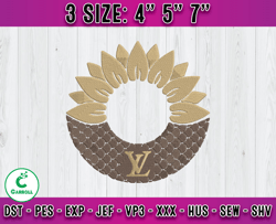 lv flower embroidery, logo fashion brand embroidery, embroidery file