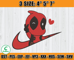 nike heartdeadpool embroidery, disney nike embroidery, embroidery machine file