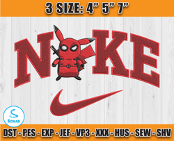 nike deadpool embroidery design, deadpool embroidery file, anime embroidery