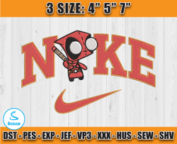 nike marvel deadpool embroidery file, anime embroidery design, machine embroidery pattern