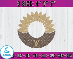 lv flower embroidery, logo fashion brand embroidery, embroidery file