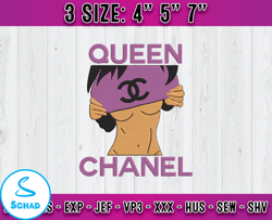 queen chanel embroidery, chanel logo embroidery, embroidery machine