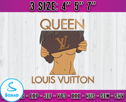 queen lv embroidery, lv logo embroidery, embroidery file