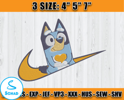 nike x bluey embroidery, embroidery machine file, bluey cartoon embroidery