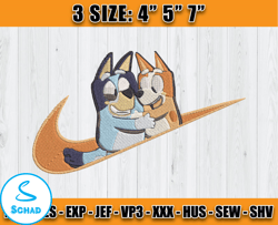 blury and bingo embroidery, nike bluey embroidery, cartoon embroidery machine