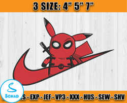 stitch deadpool pikachu embroidery, deadpool embroidery, embroidery machine