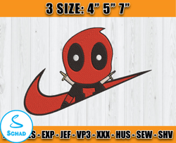 nike deadpool embroidery, character cartoon embroidery, embroidery machine file