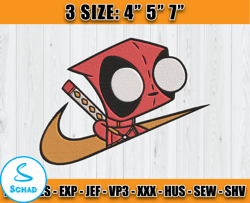 nike deadpool embroidery, nike cartoon embroidery, cartoon inspired embroidery