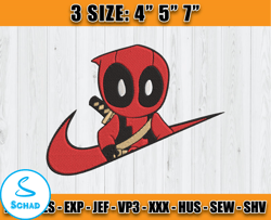 nike deadpool embroidery, nike cartoon embroidery, embroidery file