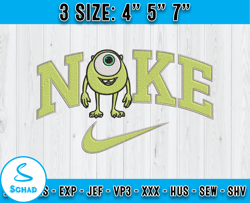 nike wazowski embroidery, nike disney embroidery, monster inc embroidery