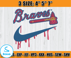 atlanta braves embroidery, nike x all teams mlb embroidery, embroidery file