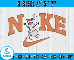 nike x olaf embroidery, frozen cartoon embroidery, embroidery machine