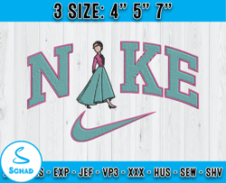 nike x anna embroidery, frozen character embroidery, nike disney embroidery