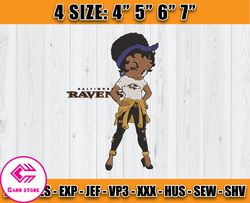 Ravens Embroidery, Betty Boop Embroidery, NFL Machine Embroidery Digital, 4 sizes Machine Emb Files -19-Carr