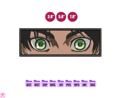 Eren Boxed Eyes Anime Embroidery Design, Anime Embroidery Designs 126