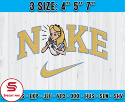 nike alice embroidery, alice embroidery, disney characters embroidery