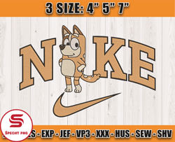 nike x chilli embroidery, nike cartoon embroidery, bluey character embroidery