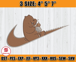 nike grizz bear embroidery, we bare bears embroidery, embroidery file