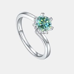 twisted knife edge 1ct green moissanite engagement ring 925 sterling silver vvs