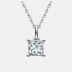 solitaire princess cut moissanite necklace 925 sterling silver 1ct d color vvs