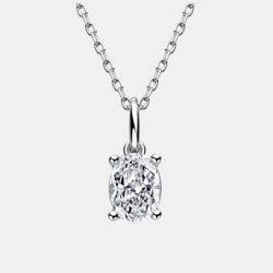 solitaire oval cut moissanite necklace 925 sterling silver 1ct d color vvs gift