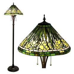 bamboo style stained glass design tiffany floor lamp bedroom home decoration led