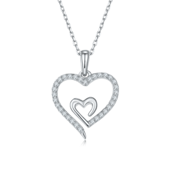 heart to heart moissanite necklace 925 sterling silver round cut vvs for women