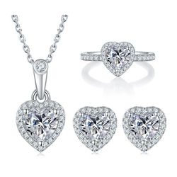 heart shape moissanite engagement jewelry set 925 sterling silver vvs for women