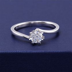 simple design 0.5ct moissanite engagement ring 925 sterling silver round cut vvs