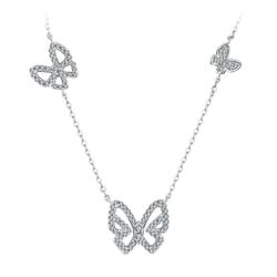 sparkly cute butterfly moissanite necklace 925 sterling silver vvs1 d for women