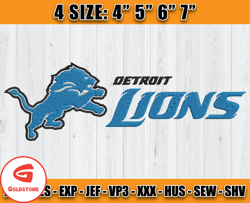 Detroit Lions Logo Embroidery, NFL Sport Embroidery, NFL Detroit, Sport Embroidery, D3- Goldstone