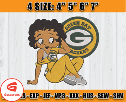 Betty Boop Green Bay PackersEmbroidery, Betty Boop Embroidery File, Packers NFL Embroidery Design, D8- Goldstone