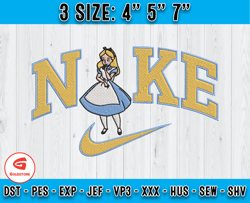 nike x alice embroidery, wonderland embroidery, disney nike embroidery