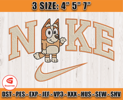 nike x bingo embroidery, bluey character embroidery, embroidery design