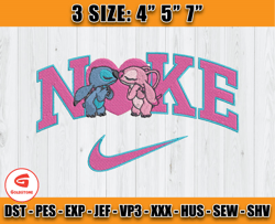 angel and stitch nike embroidery, disney nike machine embroidery, anime embroidery