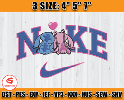 stitch and angel nike embroidery design, disney nike machine embroidery, anime embroidery