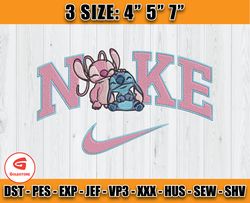 stitch and angel nike embroidery design, disney nike machine embroidery, anime embroidery file
