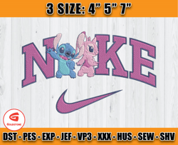 stitch and angel in love embroidery design, nike cartoon embroidery machine, anime embroidery file