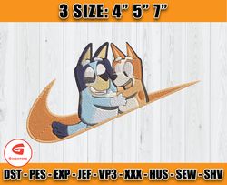 Blury and Bingo Embroidery, Nike Bluey Embroidery, Cartoon Embroidery Machine