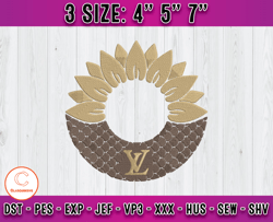 lv flower embroidery, logo fashion brand embroidery, embroidery file