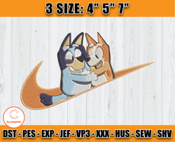 blury and bingo embroidery, nike bluey embroidery, cartoon embroidery machine