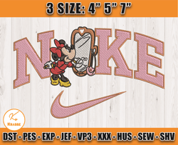 nike x cute mickey embroidery, cartoon nike embroidery, mickey mouse character embroidery
