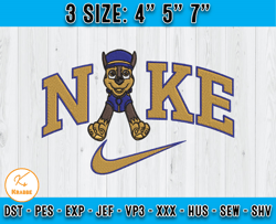 nike chase paw patrol embroidery, nike and paw patrol embroidery, cartoon characters embroidery