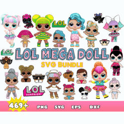 lol doll mega bundle svg, lol surprise dolls svg, lol dolls svg, lol baby svg, lol bundle svg, cartoon baby svg