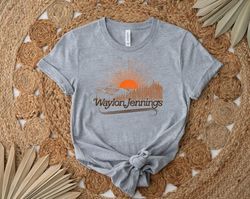 waylon jennings vintage sun landscape shirt, gift shirt for her him