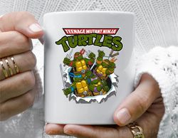 80s teenage mutant ninja turtles coffee mug, 11 oz ceramic mug