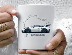 992 gt3 rs nordschleife record coffee mug, 11 oz ceramic mug
